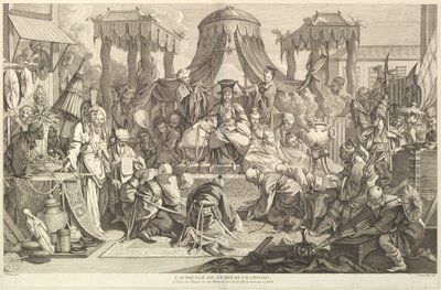 De audiëntie van de Chinese keizer, uit Chinois... door Jacques Gabriel Huquier