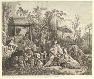 De Chinese tuin, uit Chinoiseries, na 1743 door Jacques Gabriel Huquier