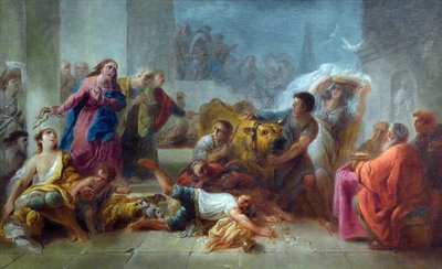 Christus verdrijft de kooplieden uit de tempel door Jacques Gamelin