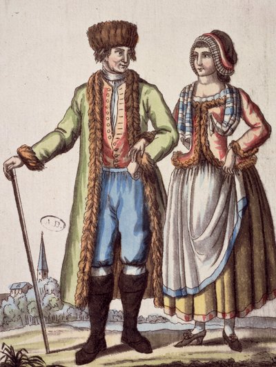 Koppel uit Praag, gravure door Jacques Grasset de Saint-Sauveur door Jacques Grasset de Saint Sauveur