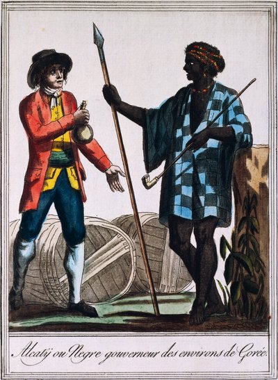 Alcaty, stamhoofd van Gorée, Senegal, gravure uit een tekening door Labrousse, uit Encyclopedie des Voyages, door Jacques Grasset de Saint-Sauveur door Jacques Grasset de Saint Sauveur