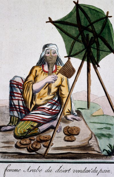 Arabische vrouw uit de woestijn die brood verkoopt, gravure uit Encyclopedie des Voyages, door Jacques Grasset de Saint-Sauveur (1757-1810) door Jacques Grasset de Saint Sauveur