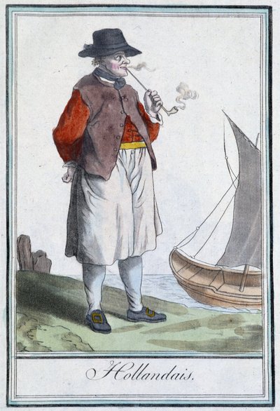 Nederlanders die pijp roken Frontispice van Afrika - in "Encyclopedie van Reizen" door Grasset St Sauveur, ed. 1796 door Jacques Grasset de Saint Sauveur