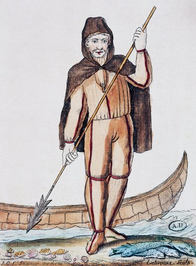 Visserijkostuum (kleurgravure) door Jacques Grasset de Saint Sauveur