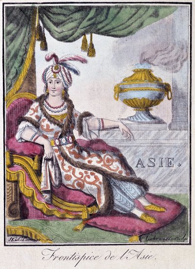 Frontispice van Azië - in "Encyclopedie van Reizen" door Grasset St Sauveur, ed. 1796 door Jacques Grasset de Saint Sauveur