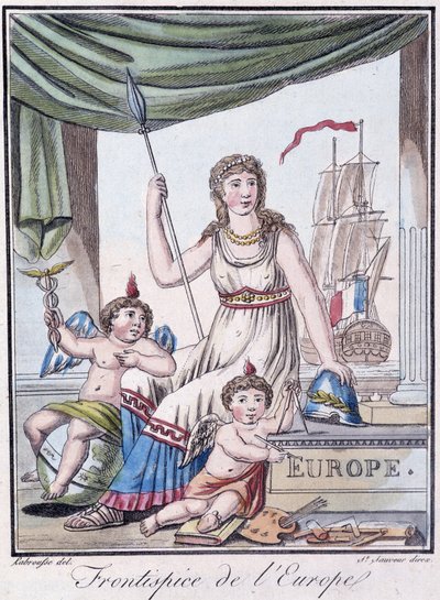 Frontispice van Europa - in "Encyclopedie van Reizen" door Grasset St Sauveur, ed. 1796 door Jacques Grasset de Saint Sauveur