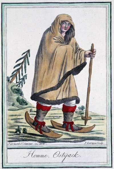 Homme ostyack op ski