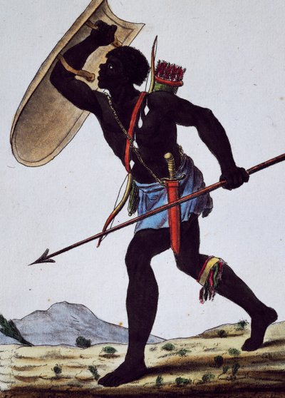 Juida krijger, Afrika, gravure uit Encyclopedie van reizen door Jacques Grasset de Saint Sauveur