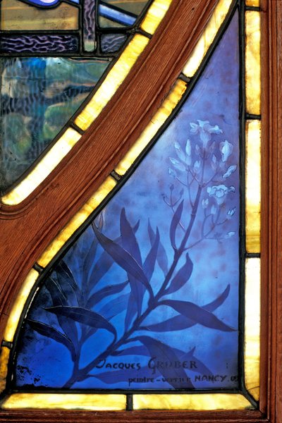 Nancy (departement 54), Art Nouveau, Kamer van Koophandel en Industrie, Glas-in-loodramen door Jacques Gruber (1870-1936) - Handtekening door Jacques Gruber