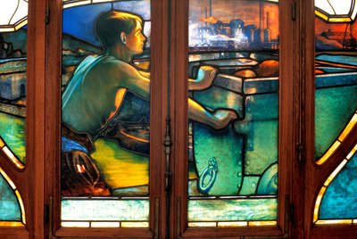 Nancy, Art Nouveau, Kamer van Koophandel, Glas-in-loodramen door Jacques Gruber door Jacques Gruber