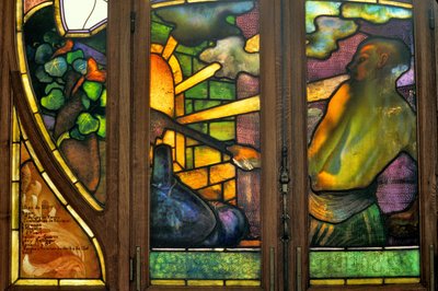 Nancy (departement 54), Art Nouveau, Kamer van Koophandel en Beurs, Glas-in-lood door Jacques Gruber (1870-1936) door Jacques Gruber