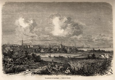 Algemeen uitzicht op Kopenhagen, tekening door Jacques Guiaud (1810-1876), ter illustratie van J.M. Dargaud