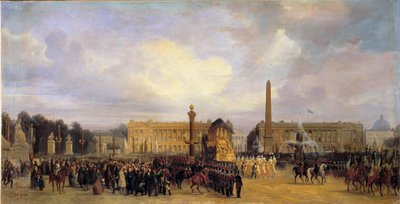 De terugkeer van de as van Napoleon I (1769-1821) in Parijs op 15/12/1840: de stoet kruist de Place de la Concorde door Jacques Guiaud