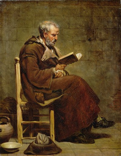 Een zittende oude man die leest, voor 1797 door Jacques Henri Sablet