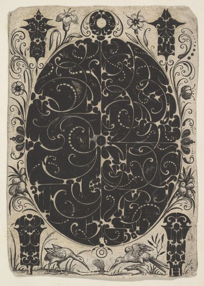 Ovale Kist Versierd met Schweifwerk in Twee Varianten, Omgeven door Kleinere Motieven, ca. 1614-19 door Jacques Hurtu