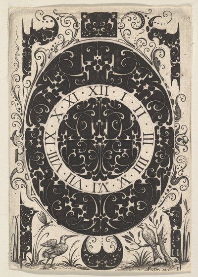 Ovale horlogekast met vogels en kleinere motieven door Jacques Hurtu
