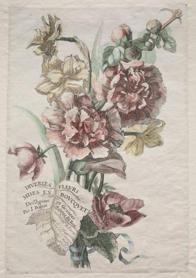 Diverse bloemen in boeketten: No. 1 - Stokrozen en Narcissen, c. 1670 door Jacques I Bailly