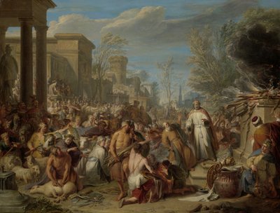 Jerobeam offert aan de afgoden door Jacques Ignatius de Roore