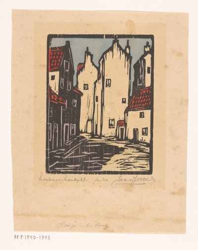 Huisjes in Den Haag door Jacques Jeichienus Ottens (signed by artist)