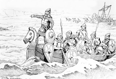De Aankomst van de Vikingen in Frankrijk door Jacques Marie Gaston Onfray de Breville (Job)