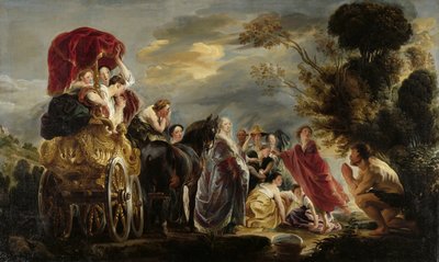Ontmoeting van Odysseus en Nausicaa door Jacques Jordaens (signed by artist)