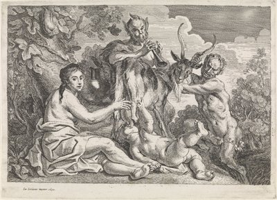 Het kind Jupiter wordt gevoed door de geit Amalthea door Jacques Jordaens