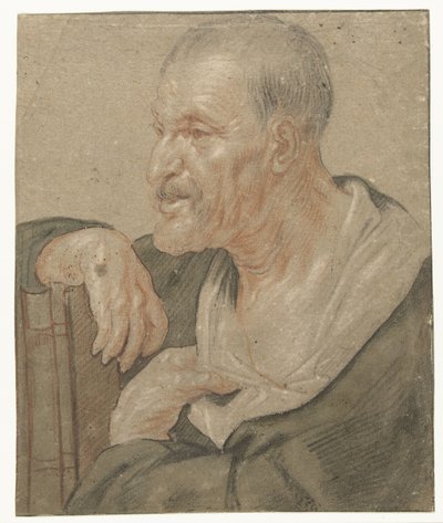 Schouderstuk van een evangelist, naar links door Jacques Jordaens