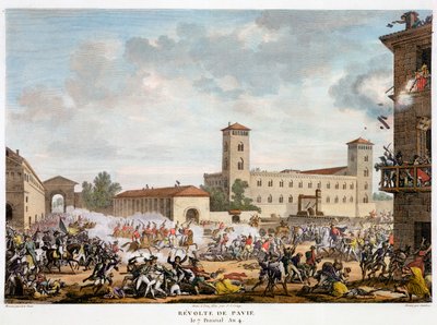 Opstand in Pavia, Italië door Jacques Joseph Coiny
