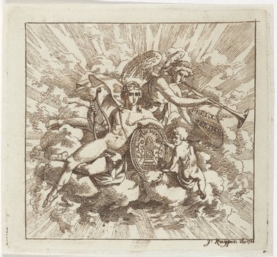 Allegorische compositie op Felix Meritis door Jacques Kuyper