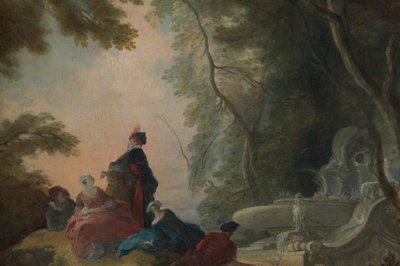 Galante partij bij een fontein door Jacques Lajoue de