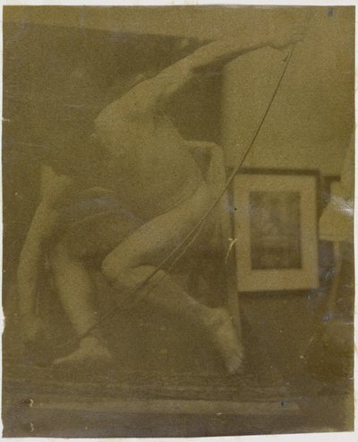 Studie van een mannelijk naaktmodel, gehurkt met een boog in de hand door Jacques Lalaing (attributed to)