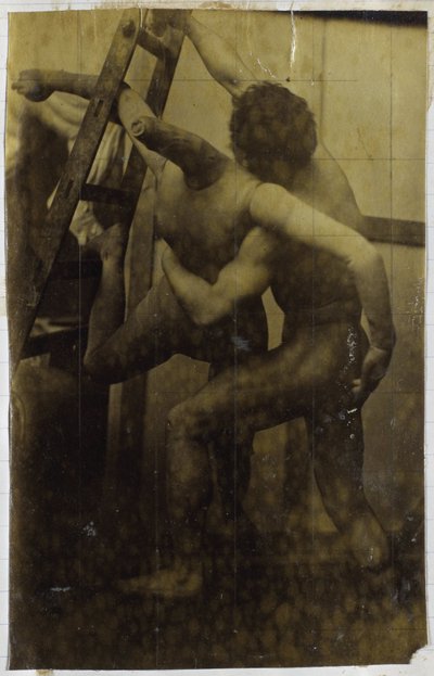 Studie van een mannelijk naaktmodel, worstelend met pop door Jacques Lalaing (attributed to)