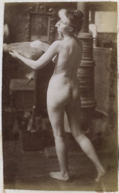 Studie van een vrouwelijk naaktmodel, schuin op de rug gezien door Jacques Lalaing (attributed to)