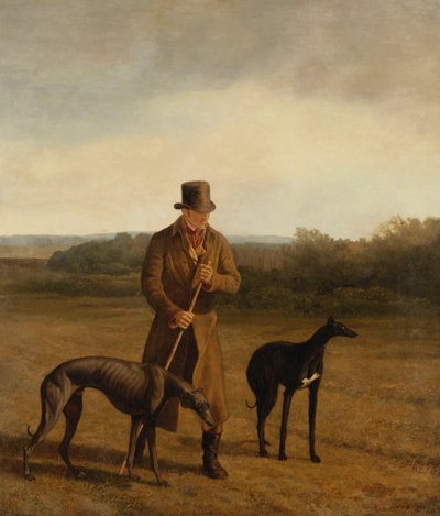 Portret van Lord Rivers met twee windhonden, ca. 1825 door Jacques Laurent Agasse