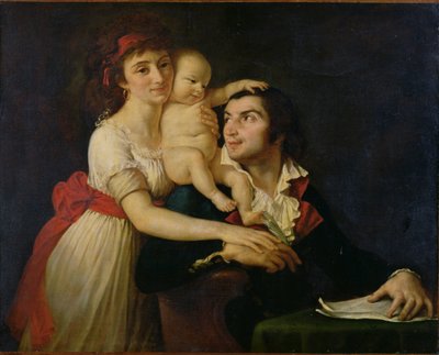 Camille Desmoulins, zijn vrouw Lucile en hun zoon Horace-Camille door Jacques Louis (workshop of) David