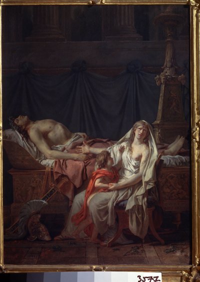 Andromache rouwt om Hector door Jacques Louis David
