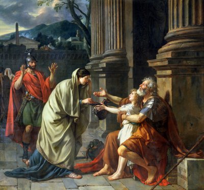 Belisarius bedelt om aalmoezen, 1781 door Jacques Louis David