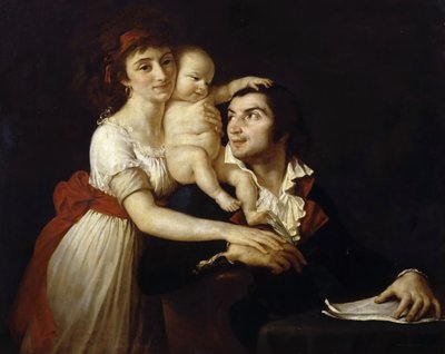 Camille Desmoulins met zijn vrouw Lucile en kind door Jacques Louis David