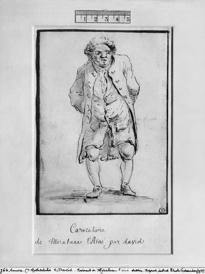 Karikatuur van Honore Gabriel Riqueti, Graaf de Mirabeau door Jacques Louis David