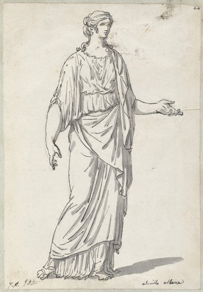 Klassieke Beeldhouwwerk van een Vrouw met een Uitgestrekte Arm door Jacques Louis David