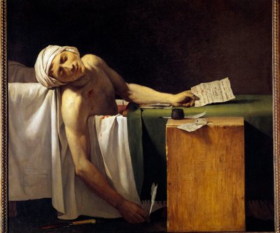 Franse Revolutie: Jean Paul Marat (1743-1793) vermoord in zijn bad op 13/07/1793 door Jacques Louis David
