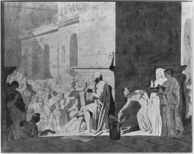Homerus reciteert zijn gedichten, 1794 door Jacques Louis David