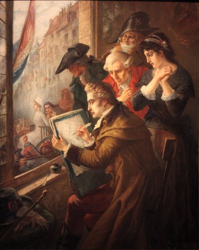 J. L. David tekent Marie Antoinette op weg naar haar executie door Jacques Louis David