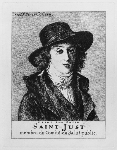 Louis Antoine Leon de Saint-Just, gegraveerd door Frederic Desire Hillemacher, 1869 door Jacques Louis David