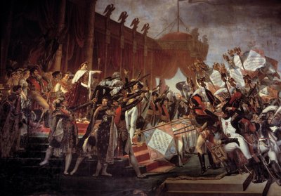 Eed van het leger aan Keizer Napoleon I na de verdeling van de adelaars op het Champ de Mars, 5/12/1804 (detail) door Jacques Louis David