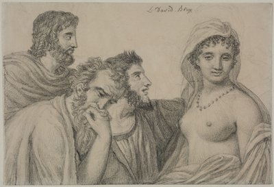 Phryné voor de rechters, ca. 1816-1820 (zwart krijt op velijnpapier) door Jacques Louis David