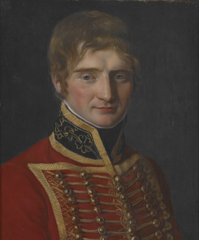 Portret van een man in militair kostuum door Jacques Louis David