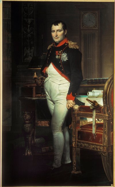 Portret van Napoleon I (1769-1821) in zijn werkkamer in de Tuilerieën. Schilderij van Jacques Louis David (1748-1825) 1812. Privécollectie. door Jacques Louis David