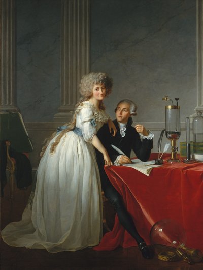 Portret van de Franse Chemicus Antoine Laurent Lavoisier met Vrouw door Jacques Louis David