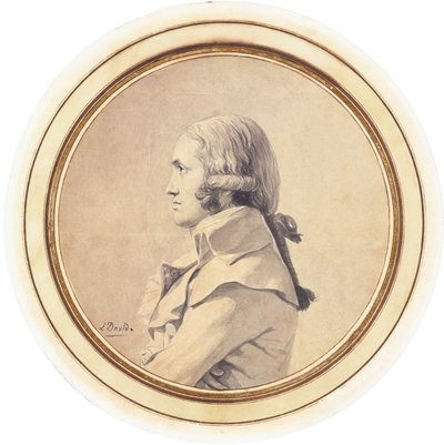 Portret van Joseph-Nicolas Barbeau Dubarran, halflang, met zijn armen gekruist door Jacques Louis David